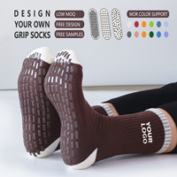 Chaussettes de yoga et de pilates personnalisées en coton avec grip en silicone antidérapant, design sur mesure, chaussettes de yoga mi-mollet