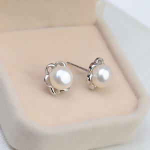 Pendientes de Plata S925 Wenchi con Perla de Agujero Pasante y Triángulo, Accesorios de Joyería DIY 8-9, Semiterminados, de Moda y Tendencia - Product Image 4