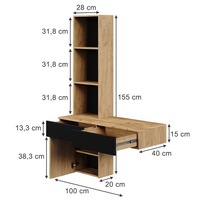 Table de maquillage flottante moderne en bois éclairée avec armoire de rangement et étagère, pour vente en gros
