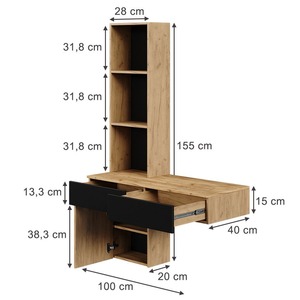 Table de maquillage murale flottante en bois avec rangement et étagère pour le maquillage – Vente en gros - Product Image 4
