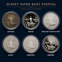 Moneda Conmemorativa Personalizada del Festival del Barco de Papel al Atardecer, con Relieve 3D, de Aleación de Zinc, con Caja de Regalo, Sin Pedido Mínimo