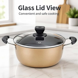 Lot de 3 casseroles en fonte raffinée, ensemble de cuisine 3-en-1 doré, batterie de cuisine antiadhésive en fonte - Product Image 4