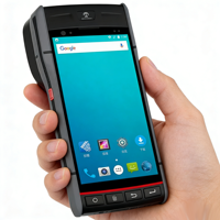 Android 10 Industrial 5.5 Inch PDA Tangguh Pemindai Barcode 1D 2D Printer Label Thermal 4G WiFi 16GB Gudang