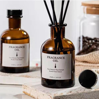 30ml 50ml 125ml 250ml Diffuseur en verre transparent ambré Flacons de parfum noirs avec boîte Bouchon en bois Flacon diffuseur de décoration intérieure