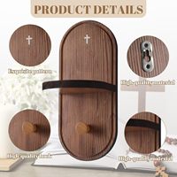 Support mural en bois pour chapelet chrétien avec croix, design en forme d'arche, pour bougies et perles de prière
