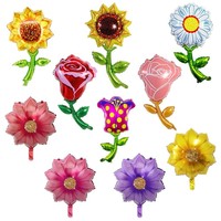 Ballons en aluminium en forme de fleur avec tige : Rose, Marguerite, Tournesol, Tulipe – Ballons de jardin printanier pour la Fête des Mères