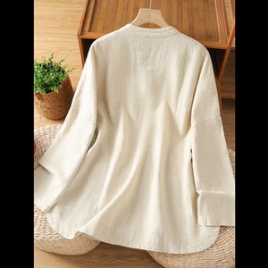 Women's Ramie Cotton Linen Shirt Jacket Pinkish Brown Autumn Chinese Style Button Zen Tai Chi Tea Dress Cardigan Top - Product Image 5