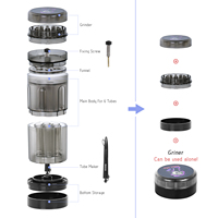 6 Tubes Bouteille Broyeur à Herbes Personnalisée en Plastique Vente en Gros Portable Acrylique Broyeur à Tabac et Herbes Accessoires pour Rouler des Cigarettes