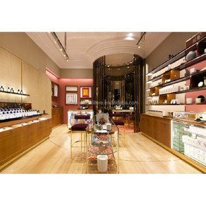 Meubles de magasin de cosmétiques dorés Belle boutique de soins de la peau Armoire en verre de parfum Design de cabine de cosmétique moderne à vendre - Product Image 1