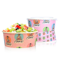 Bol en papier à salade Kraft biodégradable et écologique avec couvercle en papier Couvercle en plastique 400ml 500ml 750ml, 1000ml 1100ml 1300ml Nourriture