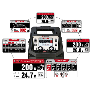Machine à souder multi-processus MIG MMA TIG <span class=keywords><strong>Decapower</strong></span> Dual Pulse 230A True Rated IGBT Inverter avec torche MIG 25AK et accessoires - Product Image 3