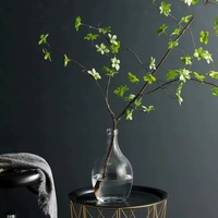 Vase en verre vert foncé à ventre rond et col étroit pour fleurs à tige unique, branches, décoration de table et de maison