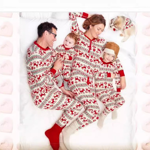 Piyama termal lengan panjang untuk anak, piyama orang tua motif rusa kutub Natal musim semi