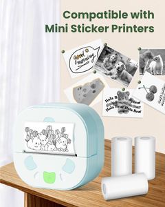 Papel Adhesivo Térmico de Goma para Notas de Estudio y Manualidades, Resistente al Agua y a Desgarros, Negro sobre Blanco, 3 Rollos - Product Image 4