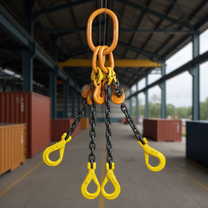 Cadena de eslabones Fervi de 4 patas con ganchos amarillos para elevación y aparejo - Product Image 3