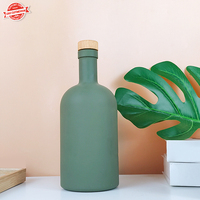 Bouteille de Boisson en Verre Noir Mat, Transparent ou Couleur Personnalisée, Bouteille de Vodka, Gin ou Huile d'Olive Vide avec Bouchon en Liège
