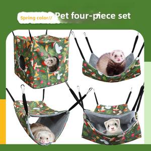 Pour <span class=keywords><strong>Amazon</strong></span> quatre pièces ensemble de hamac pour animaux de compagnie pour petits animaux pour planeurs de sucre Chipmunks-printemps été solide <span class=keywords><strong>lit</strong></span> de cochon d'inde suspendu - Product Image 3