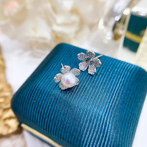 ถาดเปล่าสำหรับทำเครื่องประดับมุก DIY เงินแท้ S925 สำหรับใส่ลูกปัดกลมขนาด 5-7 มม. ต่างหูรูปดอกไม้เล็ก รุ่น 20904 - Product Image 2