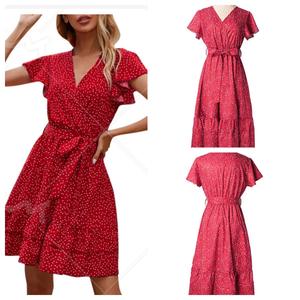 <span class=keywords><strong>Abito</strong></span> aderente <span class=keywords><strong>con</strong></span> cintura a V da donna S-XXL <span class=keywords><strong>con</strong></span> orlo a balza a pois per feste di moda formale - Product Image 1