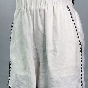 Conjunto Casual de Verano para Mujer OEM, Nueva Moda, Camisa Blanca de Lino de Manga Larga por Encima de la Rodilla, Top Corto con Bordado a Mano, Estilo Diario - Product Image 4