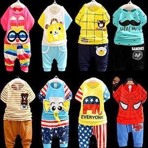 Conjunto de Pijama Corto de Manga Corta Informal para Niños, Diseño de Dibujos Animados, para el Hogar, Deportes, 4 Estaciones - Product Image 1