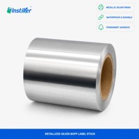 Rouleau Jumbo d'étiquettes autocollantes en BOPP brillant argenté avec adhésif acrylique à base d'eau