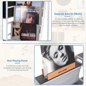 Support de <span class=keywords><strong>platine</strong></span> <span class=keywords><strong>vinyle</strong></span> gris blanc pour disques <span class=keywords><strong>vinyle</strong></span>, support de stockage, table d'extrémité pour salon, <span class=keywords><strong>meubles</strong></span> de maison, tourne-disque - Product Image 4