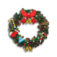 Moule King 10073 1002PCS Noël Série Eucalyptus Fleur Couronne Building Block Modèle Technique Jouet Éducatif Festival Cadeau