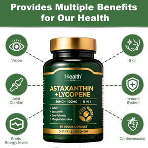 Capsules d'astaxanthine, étiquette personnalisée OEM, fabricant de compléments alimentaires, antioxydant, soin de la peau, anti-âge, santé de la vue, en vrac, GMP - Product Image 4