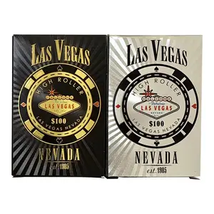 Plastic Poker Las Vegas Nevada Waterdichte Zilverfolie Vergulde Plastic Speelkaarten Dikte In Metalen Doos