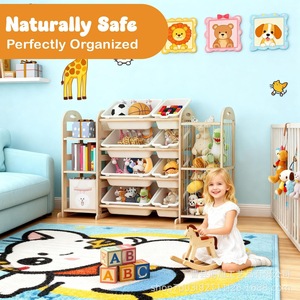 Estante de almacenamiento de juguetes de madera para niños, 4 niveles, organizador multifuncional para habitación infantil, estantería para libros y juguetes - Product Image 3