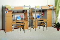 Stockage multifonctionnel robuste de garde-robe de bureau d'ordinateur de lit de grenier en métal pour des étudiants adultes meubles en bois pour l'école de dortoir