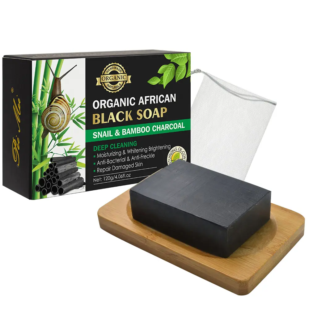 אורגני אפריקאי שחור סבון חילזון במבוק פחם שחור סבון עמוק ניקוי תיקון פגום עור אנטי נמש 120G שחור סבון
