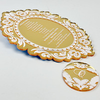 Invitations de mariage et de Quinceañera personnalisées en acrylique miroir doré, luxe élégant, vernis mat, impression numérique