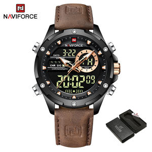 NAVIFORCE 9208, reloj de pulsera deportivo de doble pantalla para hombre, correa de cuero, manos luminosas, Digital reloj de cuarzo, reloj Digital Masculino - Product Image 5