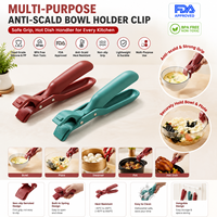 Pince multi-usage anti-brûlure pour bols - Poignée légère en PP et silicone pour plaques chaudes - Outil de cuisine antidérapant pour micro-ondes