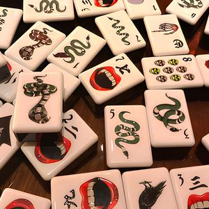 Juego de Mahjong Americano Negro con Temática de Halloween - Juego de Mahjong de Acrílico - Mesa de <span class=keywords><strong>Casino</strong></span> para Mahjong y Ajedrez Internacional - Product Image 1