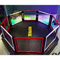 Ring de boxe standard international de compétition, cage de MMA avec passerelle autour, cage de lutte, exporté