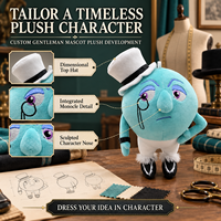 Figurine en peluche personnalisée Monocle Gentleman avec chapeau haut-de-forme, poupée de personnage ronde OEM/ODM pour la promotion
