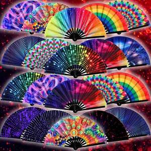 Big Kung Fu Bamboo Hand Fan Eco-Friendly and Glowing Under UV Light Hand Painted Techniques - Product Image 1