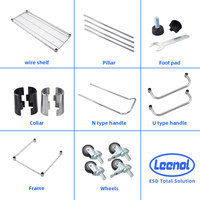 Chariot industriel robuste ESD Leenol avec étagères métalliques, chariot pour cartes PCB, chariot à étagères métalliques chromées, chariot ESD