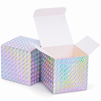 Boîte d'emballage en papier pliable carrée avec paillettes holographiques brillantes pour la décoration de cadeaux de fête et de mariage, personnalisez vos boîtes cadeaux