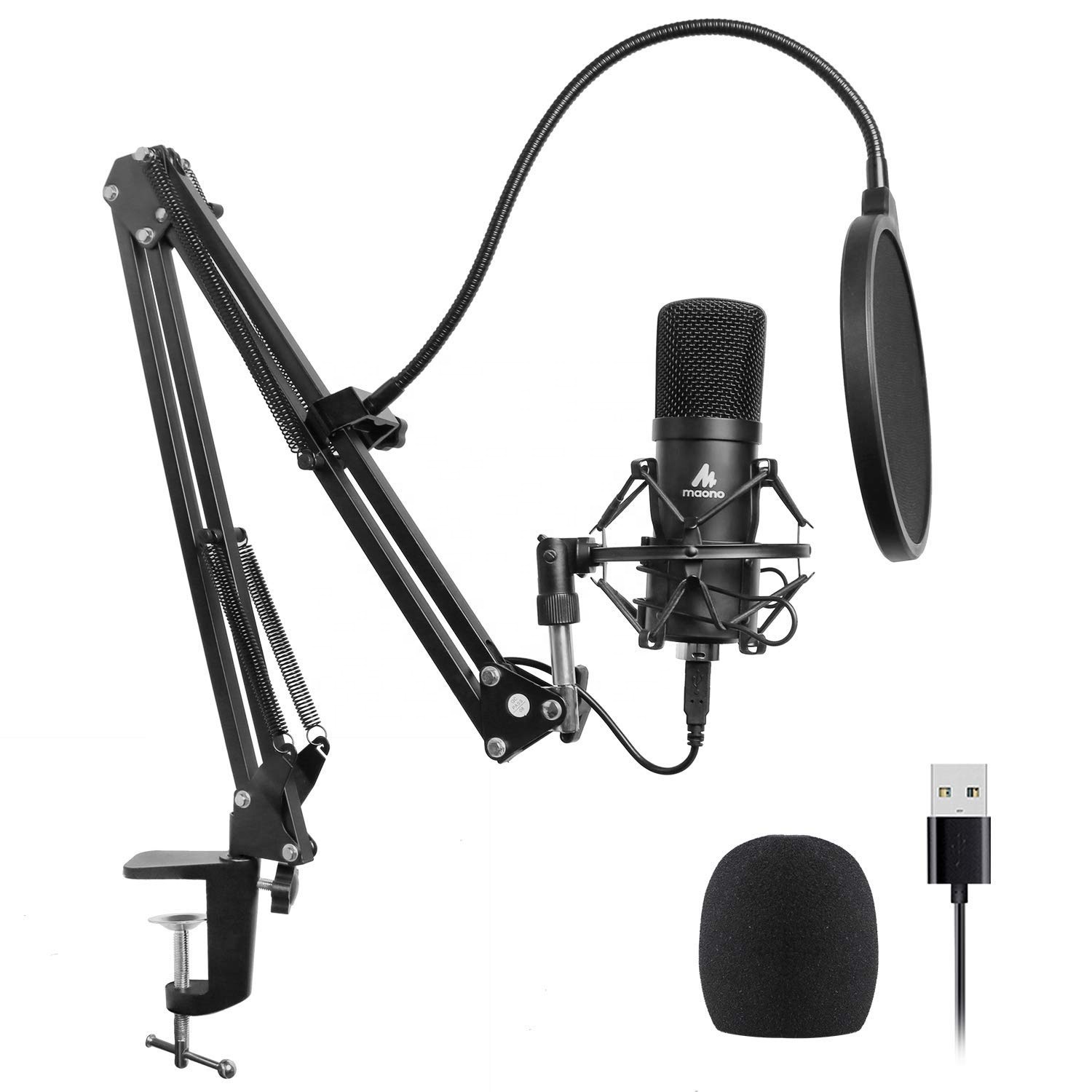MAONO professionnel audio stéréo micro micro de studio avec pied de micro