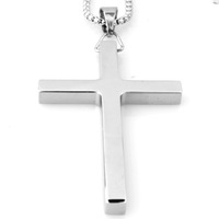 2026D003 bijoux pour hommes européens américains Style Simple 9*4.9CM acier inoxydable grande croix pendentif plaqué or collier de mode