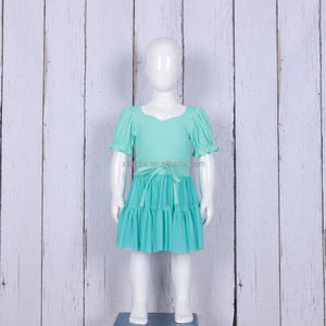 Vestido de actuación superpuesto de malla para niñas con lazo de satén, ropa activa inspirada en el ballet para gimnasia de yoga y disfraz de escenario - Product Image 3