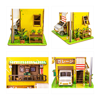 Kit de maison miniature à construire soi-même, puzzle en bois 3D, scène de rue japonaise, garage, appartement, style anime, lumière LED, décoration de la maison, cadeau