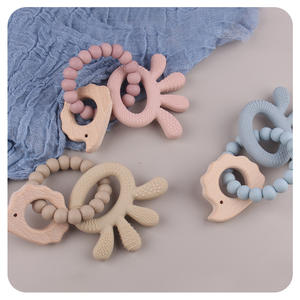 Silicone anello <span class=keywords><strong>massaggiagengive</strong></span> in legno a forma di riccio giocattolo per dentizione sensoriale BPA Free Silicone per masticare <span class=keywords><strong>massaggiagengive</strong></span> - Product Image 6