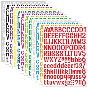 DIY Alphabet Buchstaben und Zahlen Aufkleber 12 Farben Selbst klebende bunte farbige Buchstaben Aufkleber