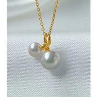 Abalorio de joyería de oro puro auténtico de 18 quilates para collar, Oro Sólido de 18 quilates, doble perla de agua dulce, colgante de oro, joyería al por mayor