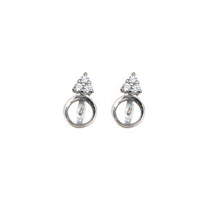 Boucles d'oreilles clous en argent S925 Wenchi, modèle Reine, quatre griffes, perle 8-9 mm, accessoires de bijoux DIY pour femme, plateau vide semi-fini 1076 - Product Image 5